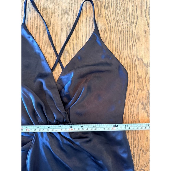 Black Twist Maxi Dress Showpo Jayne Twist Front Strappy Satin Gown Size 2 NWT - Picture 9 of 9
